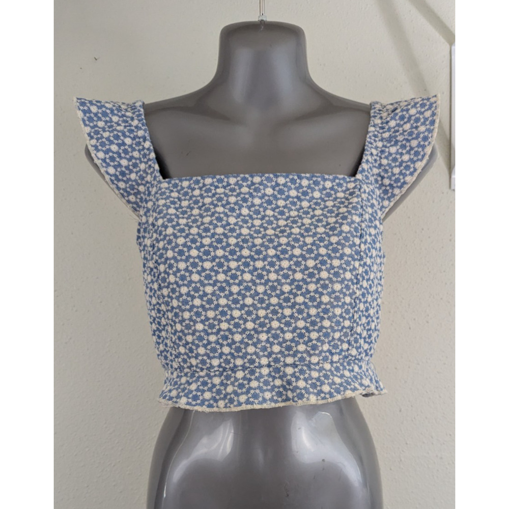 Kirious Los Angeles sz L Crop Warp Tank Top ties lined textured print 1465